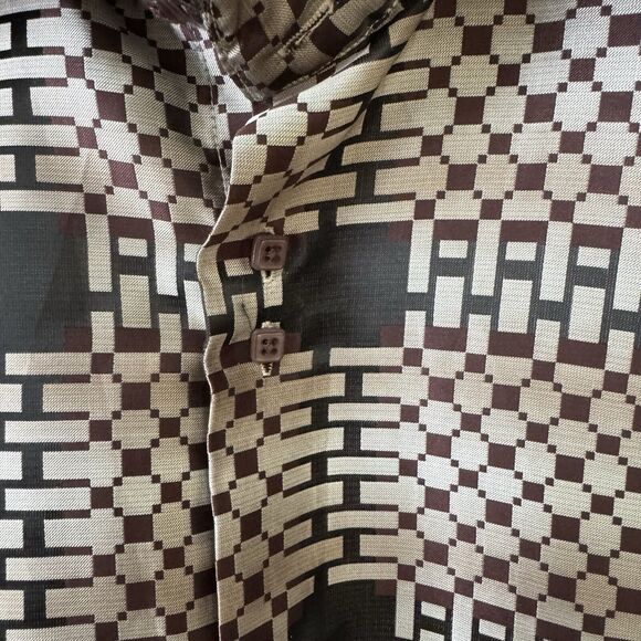 Daniel Ellissa Brown Brush Sliver Polyester Shirt size L 16.5 Vintage - Picture 5 of 9